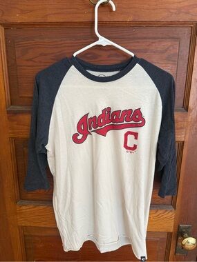 47 Brand Indians Raglan Tee - Cream and Black